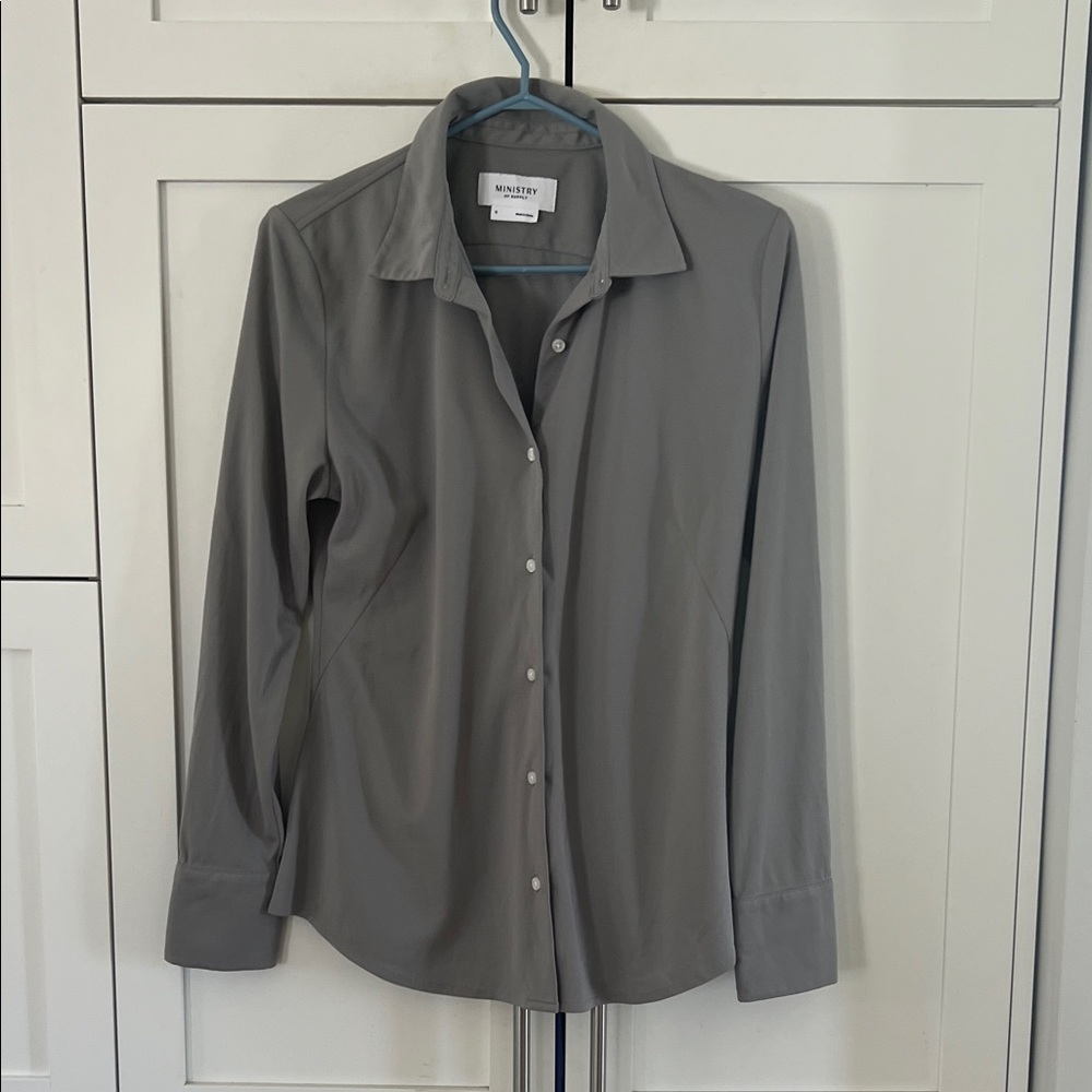 Ministry of Supply Light Gray Long-Sleeve Button Shirt